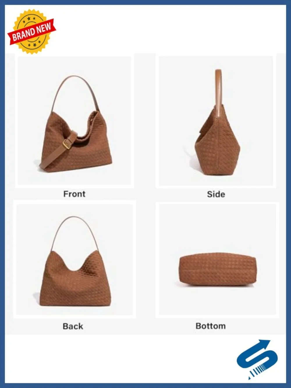 Woven Suede Hobo Bag Crossbody Tote Shoulder Bag Leather Handle Lightweight